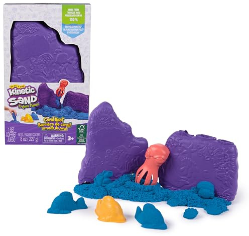 KINETIC SAND - KIT ARENA MÁGICA ARRECIFE DE CORAL - 227 g de arena mágica azul + herramientas - Juegos Infantiles - 6069783 - Manualidades niños - Juguetes Niños 3 Años +
