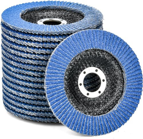 HATANSE 10 Disques Abrasifs à Lamelles Ø 125 mm x 22.2 mm Grain 60 Disques à Lamelles Disques à Meuler pour Enlever Ebavure, Rouille, Polissage, Finition, Bleu