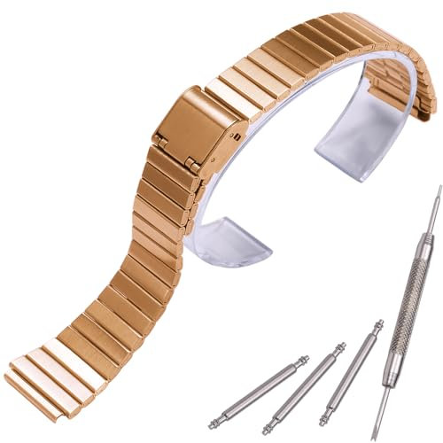 MCXGL 18 mm Edelstahl-Armband, kompatibel mit Casio A700W, A158WA, A168WA, AE1000, klassisches Armband, Unisex, Ersatzarmband, 18mm, Edelstahl-Uhrenarmband (goldfarben)