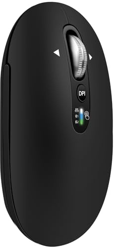 Ratón Bluetooth inalámbrico, USB + BT×2, delgado Pebble Multi dispositivo, ratones de viaje pequeños, metal de 4 vías superdesplazamiento, ± 3000 DPI, 8 botones, silencioso, portátil, batería larga