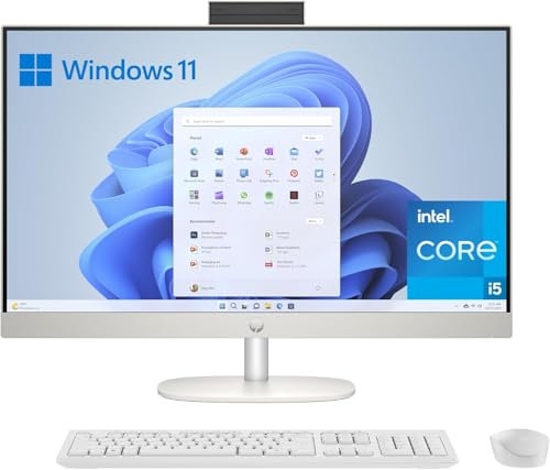 HP All-in-One 27-cr0009ss - Ordenador de sobremesa de 27 FHD (Intel Core i5-1335U, 16GB RAM, 512GB SSD, Intel UHD Graphics, Windows) White - Teclado QWERTY Español