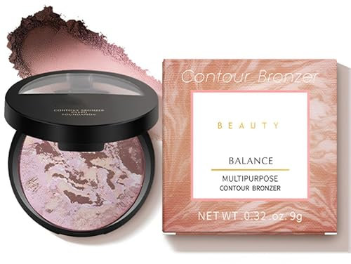Baked Balance Color Correcting Mineral Powder Foundation, Fine Shimmer Pearl Marble Finishing Foundation Finishing, Oil Control and Even Skin Tone Bronze Marble Baked Foundation, Natural Makeup Effect