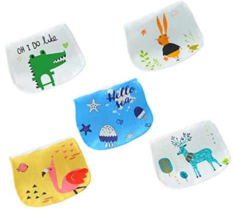IWOWHERO 5piezas Toallas Para Bebés Absorbentes De Algodón De Toallas De Sudor Transpirables Con Estampados Creativos y Cómodo Para Recién Nacidos y Cuidado Diario