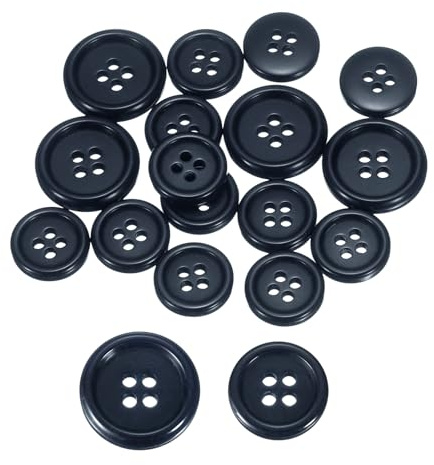 sourcing map 16 botones de traje de 20/15 mm de repuesto para manualidades, botones redondos para chaquetas, cortavientos, decoración de ropa, accesorios de bricolaje, azul marino