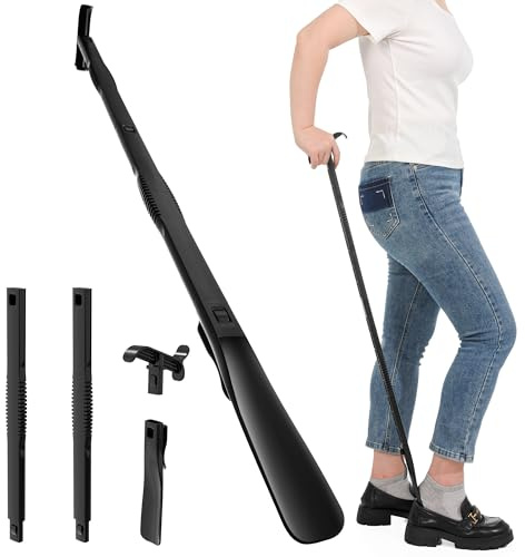 Bastón de 93 cm de largo con calzador largo | Calzador con mango largo, ayudas para vestirse para calcetines, zapatos y tops