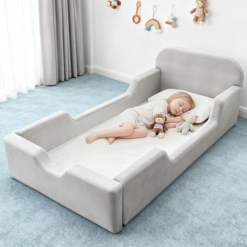 laapee Toddler Floor Bed, No Assembly Needed - Super Soft Full Foam Kids Bed with Removable Washable Cover for Ages 3-5 (61.8x31.5x18.9)