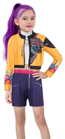 Delanhon Costume de chanteur pop pour enfants Halloween Anime Robe pour enfants Journée mondiale du livre Filles Cosplay Déguisements de carnaval (orange, 130)