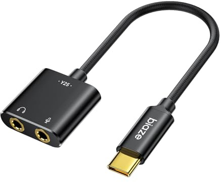 USB C to 3.5mm Jack Audio Adapter External Sound Card with 3.5mm Headphone and Microphone TRS Jack to USB C Compatible with Windows, Laptops, Desktops Windows, MAC, Linux, PC, PS5, PS4