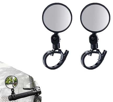 Set De 2 Espejos Retrovisores Para Bicicleta HD, Ajustables A 360° Y Plegables – Universales Para Manillares De 20 A 38 Mm – Espejos Para Bicicletas De Montaña, Bicicletas De Carretera Y E-Bikes
