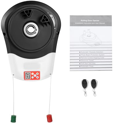 Side Mount Automatic Rolling Door Opener, 800N 55 dB Remote-Controlled Quiet Garage Door Operator, 110V Automatic Roller Shutter Motor with Two Remotes for Garage Warehouse Store Barn Farm