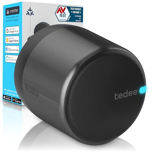 Tedee GO2 Alu - Serratura intelligente retrofit per porta, serratura digitale con blocco automatico e app, sicurezza Smart lock accesso senza chiave