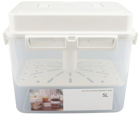 Yosoo Health Gear Contenedor de Almacenamiento de Fermentación de 5L, Tarro Hermético de Kimchi para Pepinillos a Prueba de Fugas con Tapa Sellada y Asa para Cocina