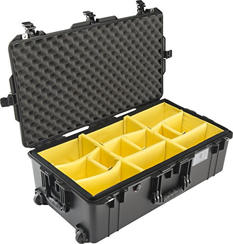PELI 1615 Air Lightweight Watertight Trolley for Camera Equipment, Watertight and Dustproof, 71L Capacity, Made in US, With Padded Divider Inlay, Colour: Black