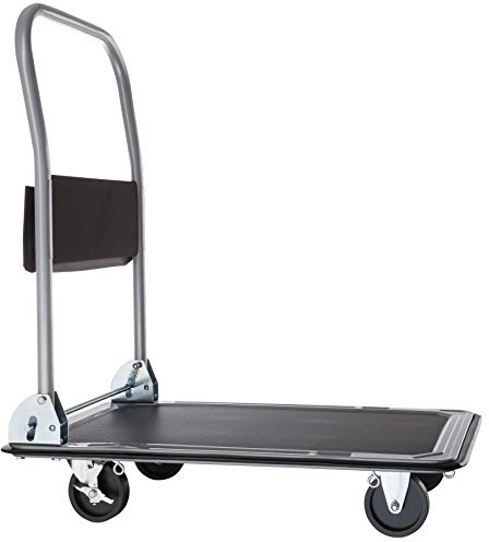 tectakeCarrello pieghevole con manico pieghevole, ruote massicce, piattaforma ruote, carico 150 kg nero – 73 x 47 x 83 cm