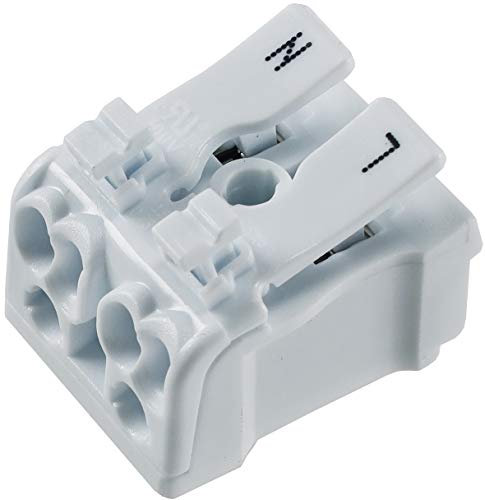 Lüsterklemme mit Hebel 2-polig für 0,5 bis 2,5mm² Kabel zum verdrahten von Leuchten, 25 Stück