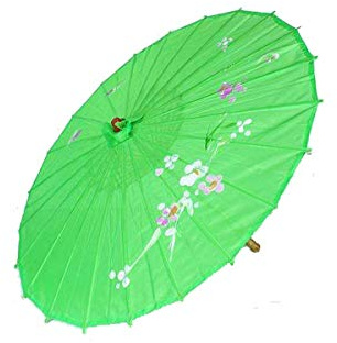 JapanBargain 2168, 22 Chinese Parasol Japanese Wagasa Sun Shade Umbrella Beach Umbrella for Cosplay Photography Dancing Wedding Party and Home Decoration, Kids Size, Green Color, Pack of 12