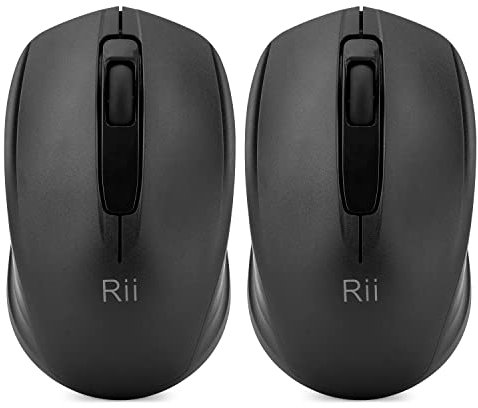 Rii [2-Pack] Maus kabellos, 2.4G Funkmaus Für Links und Rechtshänder, PC/Laptop/Windows, 2 Stück(Schwarz&Schwarz)