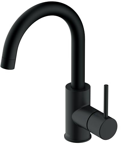 Lenz Waschtischarmatur Bow² in Chrom – 360° schwenkbarer Bogenauslauf – Mit EasyClean Pop-Up Ventil – EasyFix Befestigung von oben – Anti-Fingerabdruck Oberfläche – 46010251