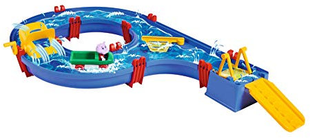 BIG Spielwarenfabrik AquaPlay - AmphieSet - 88x50x13 cm große Wasserbahn, ideales Einsteigermodell, inklusive 1x Spielfigur Wilma (Hippo) sowie 1x Amphibienfahrzeug, für Kinder ab 3 Jahren, 8700001504