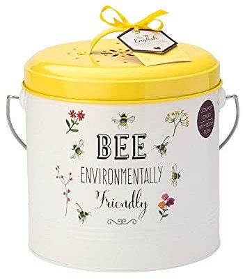 English Tableware Company Bee Happy Compost Bin 4.5 Litre | Carbon Filters Included | Odour Free