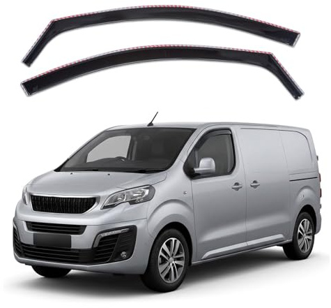 J&J AUTOMOTIVE GD Déflecteurs d'air et de Vent pour Peugeot Expert Depuis 2016, Ensemble 2pcs, Teintés, Avant et Arrière, Aérodynamique