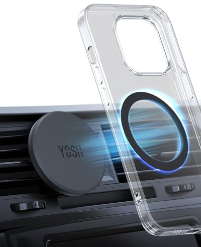 YOSH Mobilhållare bil för Mag-Safe Bilhållare, Magnetisk Mobiltelefonhållare Bil för Luftventil, Universal för iPhone 16 15 14, Samsung, Pixel och Andra Enheter - med Mag-Safe Ring