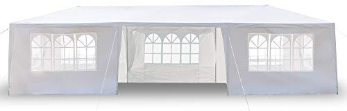 3x9M/3x6M/3x3M Tonnelle Tente Gazebo Pavillon de Jardin Tente de Réception，pour Fête/Mariage/BBQ (3X9M, 7 Bâches)