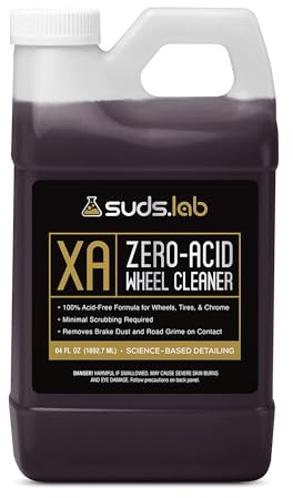 Suds Lab XA Zero-Acid Wheel Cleaner - Cleans Brake Dust and Grime for Car Rims and Tires - Safe on Chrome, Alloy and Aluminum Rims - 64 oz
