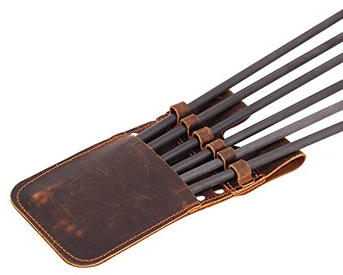 MiOYOOW Carquois de Flèche de Poche, Accessoire de Chasse de Carquois de Taille de Flèche en Cuir Portable pour Tenir 6 Flèches