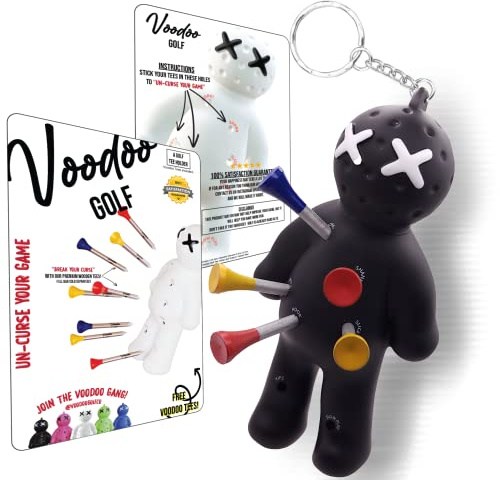 Voodoo Golf Ball-Tee-Halter, Schlüsselanhänger-Zubehör für Tasche, Geschenke für Herren, passend für 8,9 cm, 6,5 cm, 3,8 cm, 3,8 cm Tees, Schwarz, Small