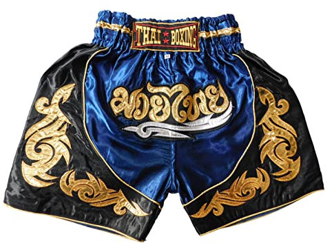 Dunkelblau Sportliche Junior Short für Muay Thai Boxen - Ideale Kickboxen Hose für Jungen und Mädchen (Kinder)- Perfekt für Gym, Sport und Fitness (as3, Age, 4_Years, 6_Years, Regular)