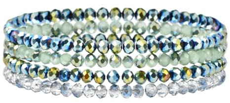 NATUCE Damen Kristall Perlen Armband - Mehrschichtiges Steine Armband, Böhmische Stretch Armbänder für Damen Mädchen, Paar/Freundschafts/Partner Armbänder