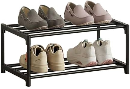 XIANGLV 2-Stöckiges Schuhregal Klein, Schlank Mit Anti-Rost-Beschichtung, Geeignet für Schlafsaal, Miethaus, Balkon, Stapelbar Und Schmal (Schwarz, 2