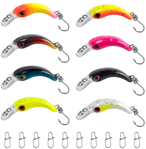 Dr.Fish Set wobbler per trote, lento, affondamento, 4 cm, 1,5 g, profondità di corsa: circa 0,5 m, per trote, stagno, pesca, trote, con gancio singolo, in colori vivaci