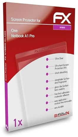 atFoliX Plastglasskyddsfilm är kompatibel med One Netbook A1 Pro Glasskydd, 9H hybridglas FX Skyddsglas av plast