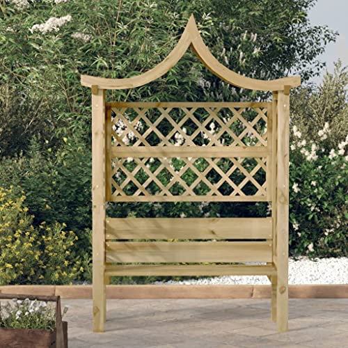 Pergola de jardin avec toit et banc Bois de pin imprégné,Maison & jardin,Pelouses & jardins,Vie en extérieur,Structures extérieures,Arches, treillages & pergolas de jardin,Vert,131.4 LB,44951