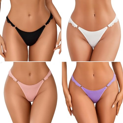 Avidlove Sexy Panties for Women Lace Cheeky Underwear String Bikini Panty Ladies High Cut Hipster 4 Pack