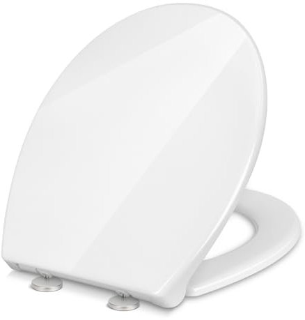 Premium WC-Sitz Toilettensitz mit Absenkautomatik, YOTOREE Toilettendeckel, O Form Kunststoff Klodeckel mit Verstellbaren Scharnieren, Quick-Release Funktion für einfach Reinigung, Weiß