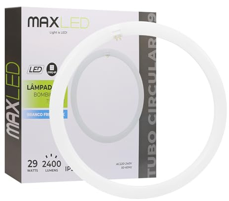 Maxled, Light is Led! T9 Tubo LED Circular G10Q Φ40cm 29W 2400LM 6500K Blanco Fría Alternativa a Las Lámparas Fluorescentes Clásicas T9 Bombilla Redondo PC 230V Optimo Consumo Energético No Regulable