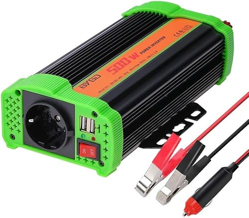 BYGD 500W Convertisseur 12v 220v, Convertisseur Allume Cigare Prise Electrique transformateur 12v 220v avec 1 Prise française et 2 Ports USB.
