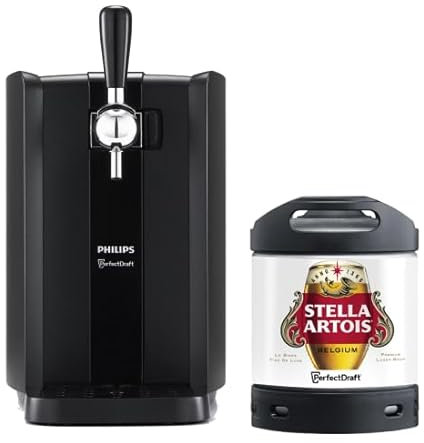 PerfectDraft Black Philips Machine Home Beer Cooler & Dispenser System HD HD3761/60 and Stella Artois Keg