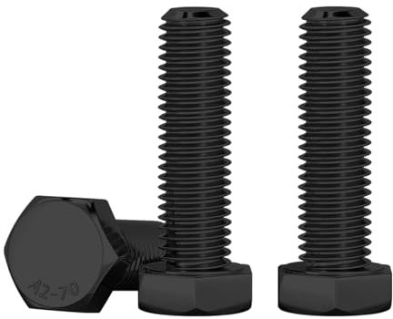 Drenky Bulloni A Testa Esagonale M8 X 25mm, 10 Pezzi Bullone Esagonale DIN 933 Acciaio Inossidabile A2 V2A Viti M8 Alta Resistenza Vite, Filettatura Completa, Nero