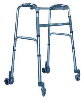 Deambulatore Pieghevole con 4 Ruote in Alluminio - Ruote Posteriori Gemellate e Anteriori Piroettanti