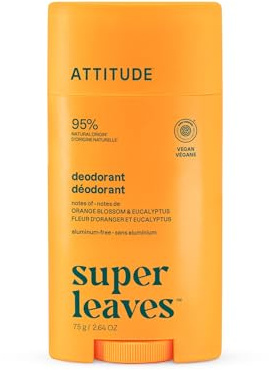 ATTITUDE Aluminum Free Deodorant, Natural Origin Ingredients, EWG Verified, Odor Control With Baking Soda, Twist & Glide, Dermatologically Tested, Vegan, Orange Blossom & Eucalyptus, 75 g