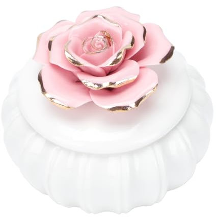 BESPORTBLE 1 Pièce boîte à bijoux en céramique boîtes décoratives décor rose vintage Cas mariage petit coffrets stockage peut décoration en porcelaine bidon en céramique d'étanchéité