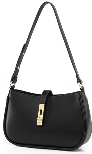 Travistar Handtasche Damen Klein Elegant Schultertasche Damen PU Leder Y2k Tasche Satteltasche Aesthetic Abendtasche Clutch mit Reißverschluss Hobo Bag Schwarz Umhängetasche für Teenager Mädchen