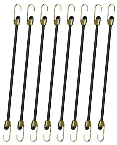 8 Pzi Corde Elastici con Ganci, 25cm Mini Cavi Elastici, Corde Elastiche Robuste in Gomma, Ganci Elastici Universali per Teloni Campeggio Fissaggio Bagagli Trasporto Telo Tenda