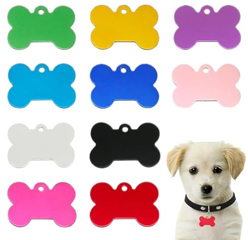 DOKRIN Placas de identificación para perros 10 placas de identificación, placas grabadas para mascotas, placas de identificación de aluminio en blanco, placas multicolor para mascotas
