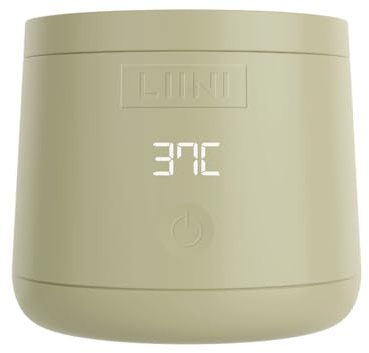LIINI® 4.0 PRO - Calentador de biberones con batería, 75 W, color verde oliva – IP66 resistente al polvo y al agua, 4 niveles 37/40/45/50 °C, batería de 15000 mAh, viaje y hogar, cable de aluminio