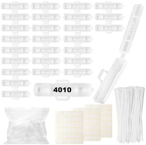 Dshunnc 150 stycken kabeletiketter, set med 200 stycken buntband, transparenta och vattentäta kabelatiketter, återanvändbara kabelmärkning, för märkning och sortering (4010)